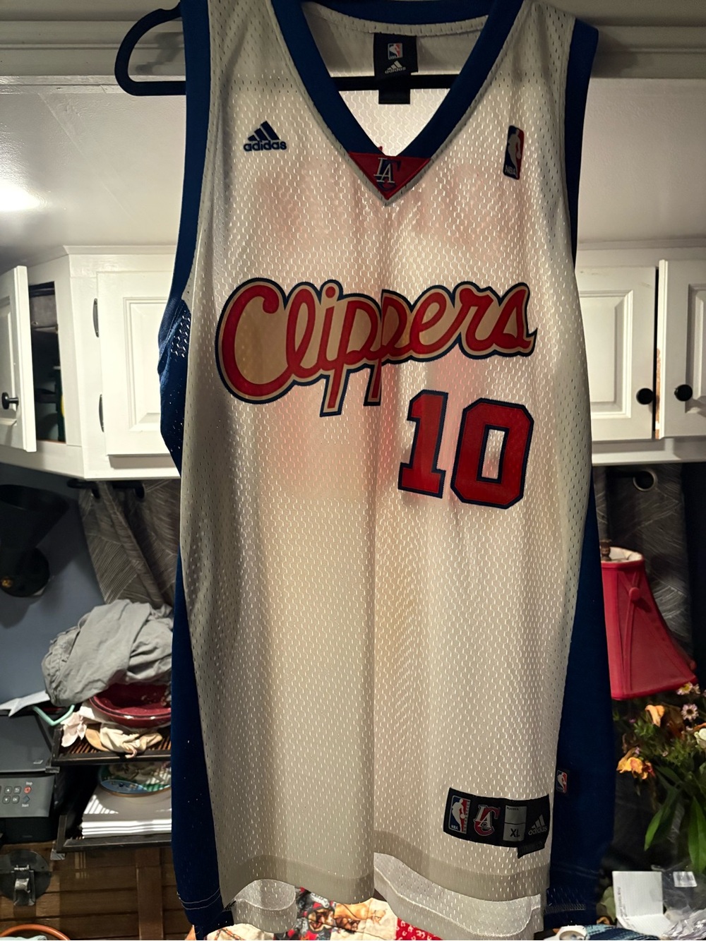adidas White LA Clippers Jersey with Red and Blue Accents